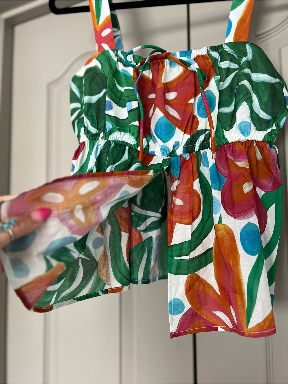 NWT Petal & Pup Livvy Tropical Print Cotton Tie Front Babydoll Tank Top M - Picture 3 of 6